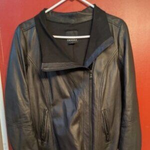 Trove Leather Moto Jacket Womens M Black Motorcycle Supple Front & Rear Zips